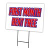 Signmission First Month Rent Free Yard & Stake outdoor plastic coroplast window, C-1216-DS-First Month Rent Free C-1216-DS-First Month Rent Free